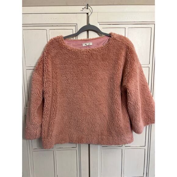 Madewell size medium pink fuzzy fleece sweater top - Picture 1 of 3